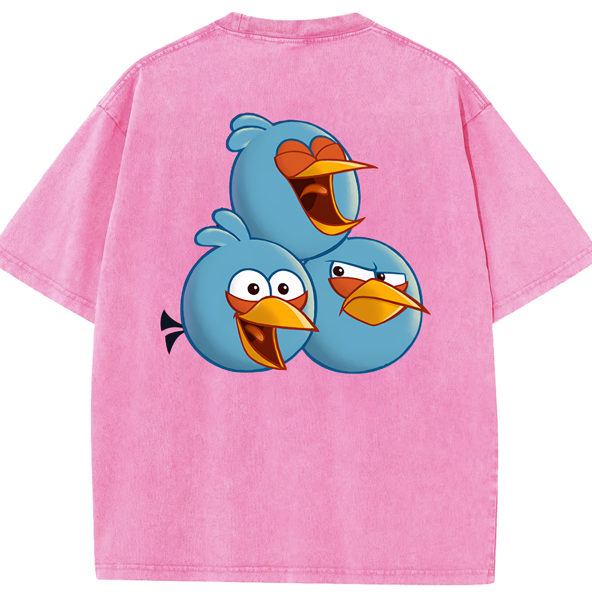 （画像用） Angry Birds アングリーバード 綿100% ヴィンテージ風 半袖Tシャツ（背面プリント）